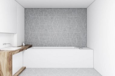Gri bir duvar banyo