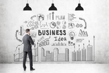 Arkadan görünüş iş fikri arayan adam