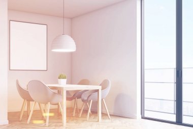 Tonda bir tabloyla bir mutfak köşesi