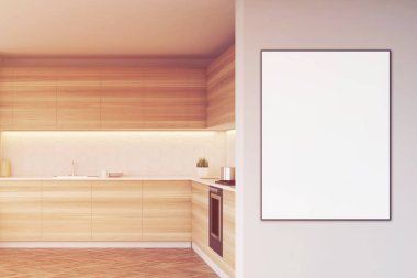 Ahşap mutfak, posterdeki tonda