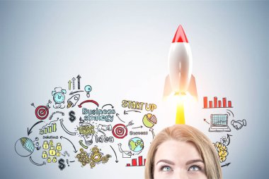 Sarışın bir kadın baş ve kroki başlatma