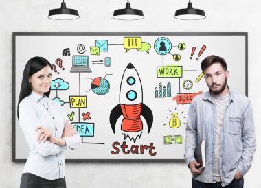 Erkek ve kadın beyaz, başlamak yukarıya