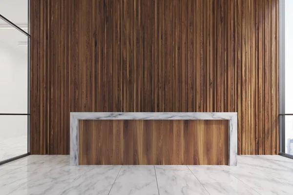 Recepção de madeira clara, parede de madeira — Fotografia de Stock