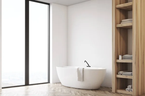 Bathroom with closet and white wall, side — Stock Photo, Image