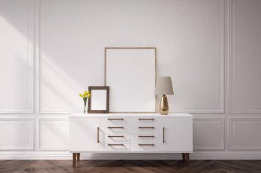 Beyaz bir lamba ile dolap