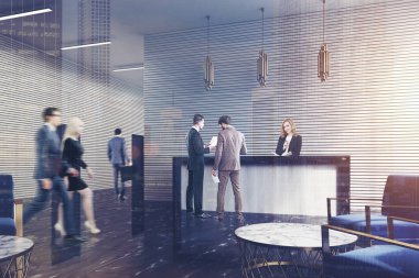 Beyaz Resepsiyon, mermer zemin, insanlar, yan