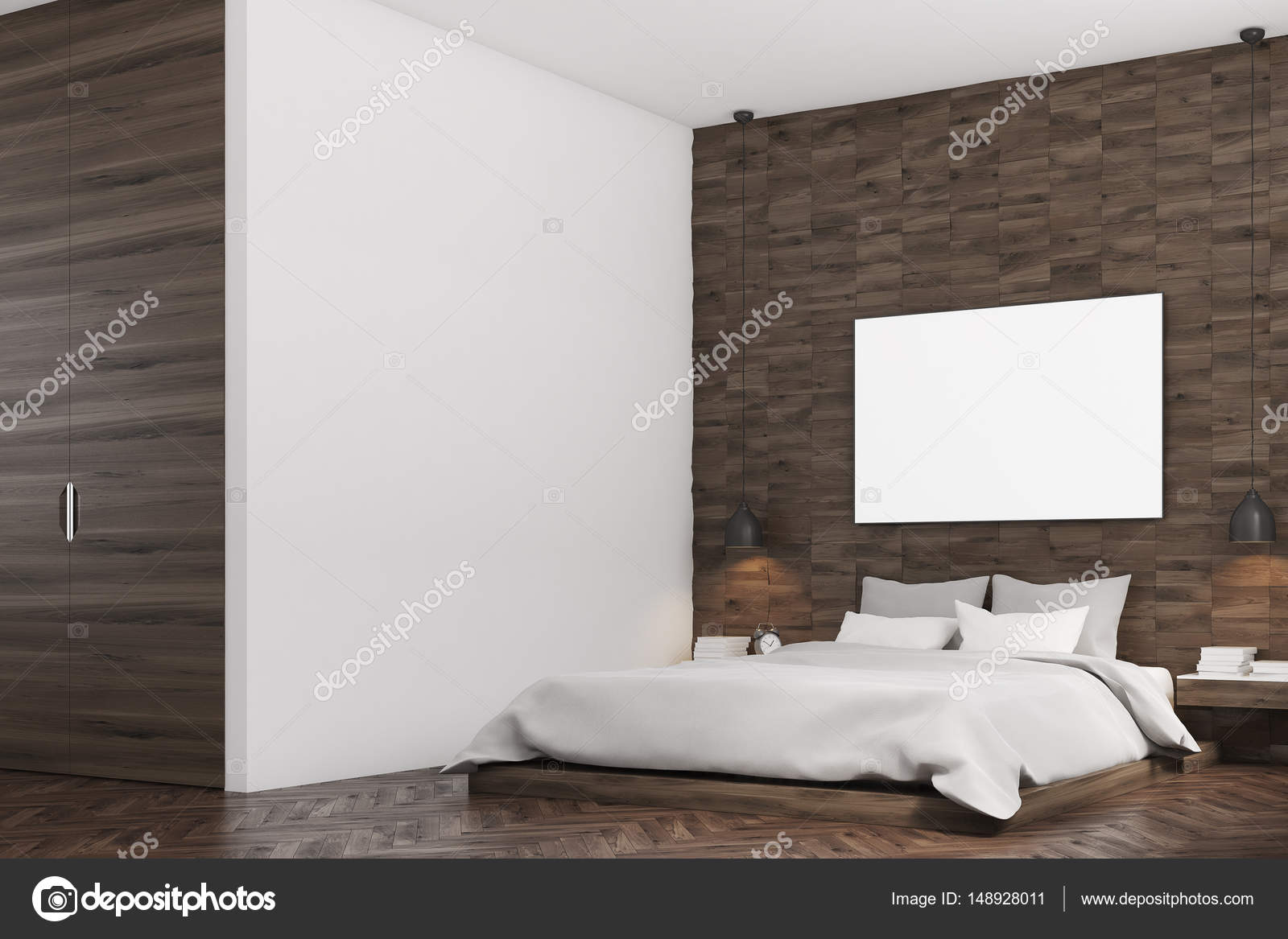 Dark Wooden Bedroom Side Stock Photo Image By C Denisismagilov 148928011