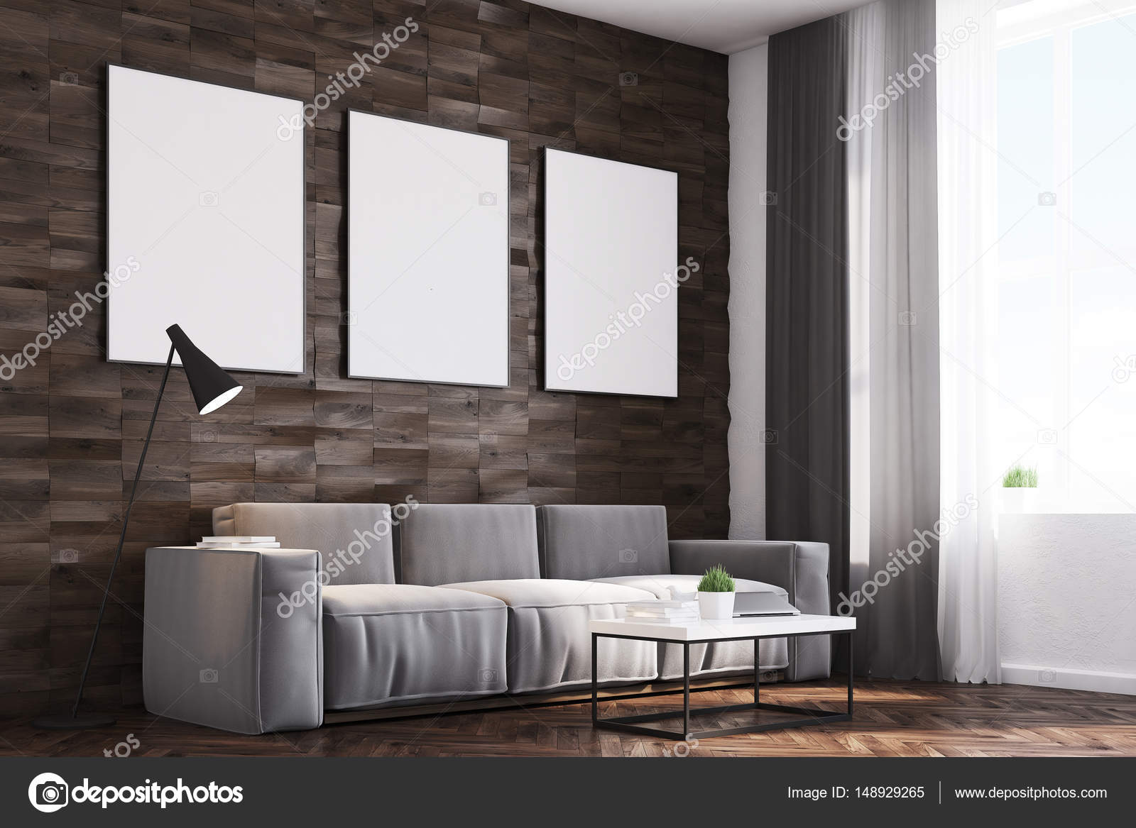 Donkere houten muren woonkamer, kant — Stockfoto © denisismagilov ... Donkere houten muren woonkamer, kant — Stockfoto © denisismagilov ...