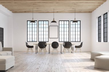 Konferans odasında posteri ile ön