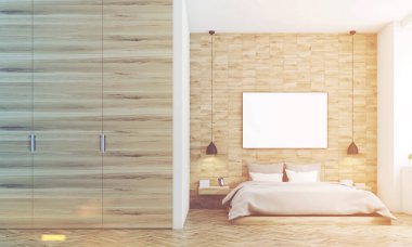 Hafif ahşap yatak odası, açık, tonda