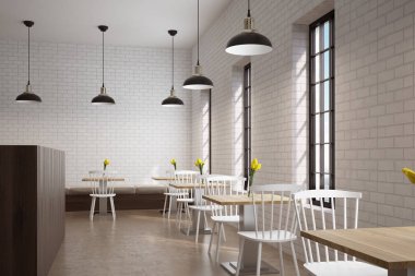 Cafe kare tablolarla, tuğla