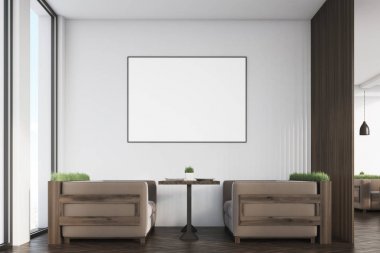 Cafe koyu divanlar ve çim, ön ile