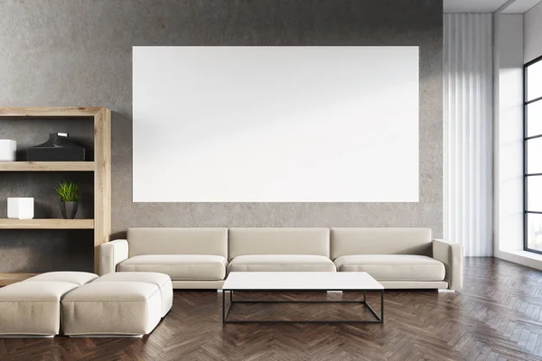 Obývací pokoj s plakátu, dřevo — Stock fotografie