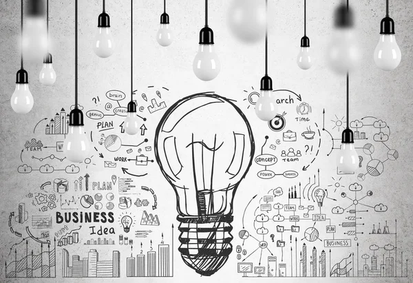 Muitas lâmpadas e ideia de negócio — Fotografia de Stock