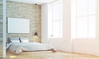 Hafif ahşap yatak odası, yan, tonda