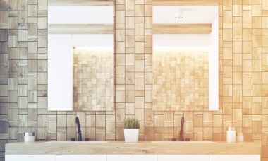 İki ayna banyo, ışık, ses