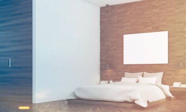 Koyu ahşap yatak odası, yan, tonda