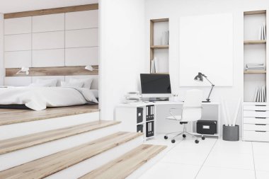 Yatak odasında ev ofis