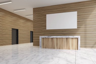 Poster, mermer, yan ile ışık ahşap Resepsiyon