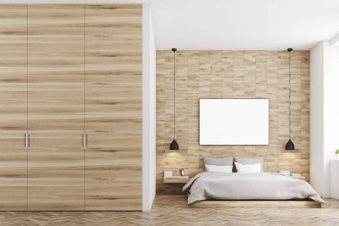 Ahşap yatak odası, ön ışık