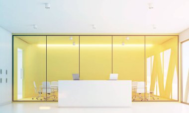 Resepsiyon ve tonda sarı toplantı salonu