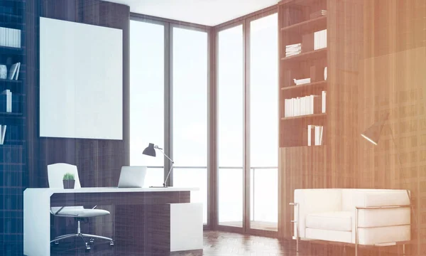 Dark CEO office, corner, toned — Stock Photo, Image