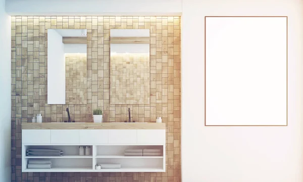 Dachówka świetlikowa łazienka, umywalka, stonowanych — Zdjęcie stockowe