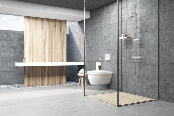 Dark gray shower interior — Stock Photo, Image