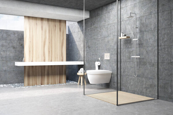 Dark gray shower interior