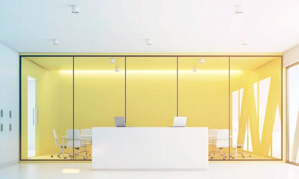 Recepção e sala de reunião amarela, tonificada — Fotografia de Stock