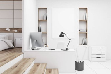 Tabloda yatak odası ev ofis