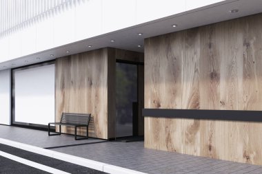 Vitrin, poster, tezgah, beyaz, yan