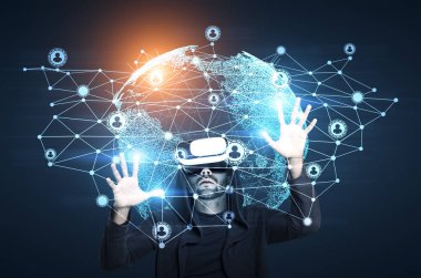 Afrika adam vr gözlük ve ağ