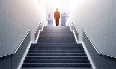 Man on stairs clipart
