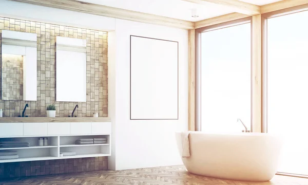 밝은 타일 욕실, 포스터, 코너, 톤 — 스톡 사진