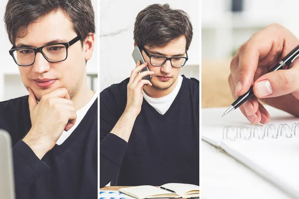 Empresario en gafas collage — Foto de Stock