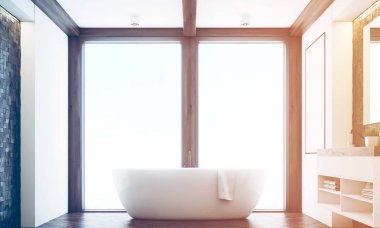 Koyu kiremit banyo, pencere, tonda