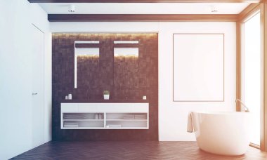 Koyu kiremit banyo, poster, tonda