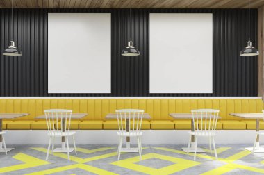 Cafe posterler, siyah ve sarı