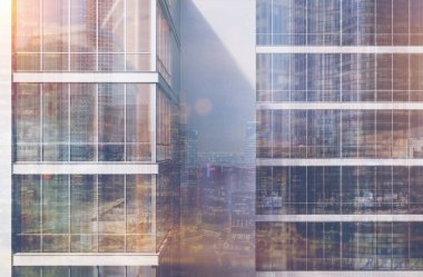 Çift gökdelen dış, açık gri