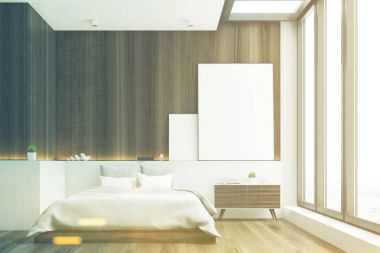 Karanlık yatak odası, ahşap, açık, tonda