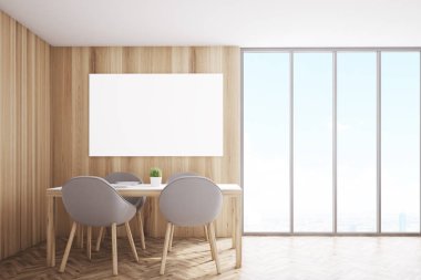 Posteri ile açık mutfak köşesi