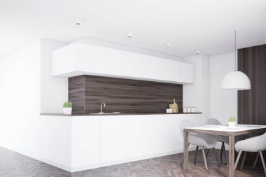 Karanlık mutfak tezgahı, tablo, köşe