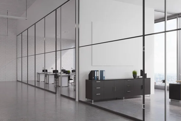 Office lobby with glass walls