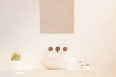 Tonda aynalı banyo lavabo