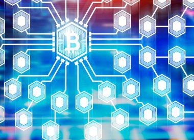 Bitcoin sembol ve ağ, bulanık
