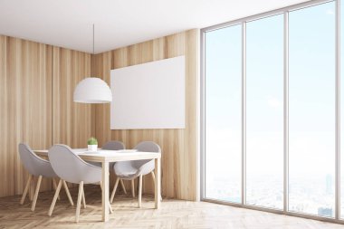 Posteri, yan ile açık mutfak köşesi