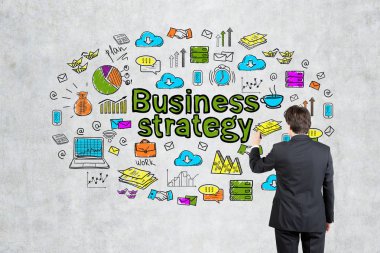 Adam çizim iş stratejisi ikonları/simgeleri