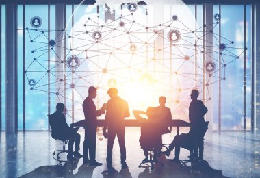 İnsanlar konferans salonu ve ağ