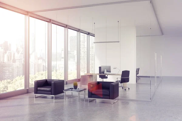 Sala d'attesa per uffici in vetro, sala CEO, tonica — Foto Stock